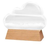 Storm Glass Weather Forecaster Cloud Shape Storm Glass Weather Predictor with Wood Base Decorative Home Station Bottle Ornament for Office Home Decor.
