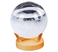 Storm Glass Weather Predictor, Spherical Storm Cloud Weather Predictor with Wooden Base for Home & Office,White