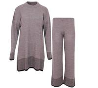 Storm Island® 2pc Women Tracksuits Knitted Loungewear Sets for Women 2 Piece Co Ord Set Two Piece Jumper Pullover Top High Waist Wide Leg Pants Sleepwear Homewear Plus Size Leisure Suits UK (10-14)