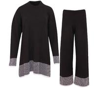 Storm Island® 2pc Women Tracksuits Knitted Loungewear Sets for Women 2 Piece Co Ord Set Two Piece Jumper Pullover Top High Waist Wide Leg Pants Sleepwear Homewear Plus Size Leisure Suits UK (10-14)