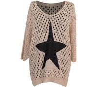 Storm Island® Casual Tops for Women Mesh Tops V-Neck Star Pullover Lightweight Knitted Tops Ladies Cardigan Hollowed-Out Beach Cover up Summer Mid-Thigh Oversized Lace Overlay Tops UK Size (10-18)