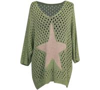 Storm Island® Casual Tops For Women Mesh Tops V-Neck Star Pullover Lightweight Knitted Tops Ladies Cardigan Hollowed-Out Beach Cover up Summer Mid-Thigh Oversized Lace Overlay Tops UK Size (10-18)
