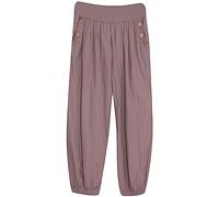Storm Island® Harem Pants for Women Cotton Trousers Wood Button Elasticated Waist Pants Alibaba Hippie Pajama Ladies Stretchy Trouser for Yoga and Beach Festivals Pants Girls Summer Trousers UK S-3XL