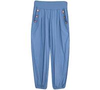 Storm Island® Harem Pants for Women Cotton Trousers Wood Button Elasticated Waist Pants Alibaba Hippie Pajama Ladies Stretchy Trouser for Yoga and Beach Festivals Pants Girls Summer Trousers UK S-3XL