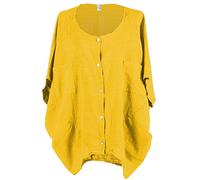 Storm Island Italian Ladies Plain Kimono Batwing Shirt Quirky Lagenlook Womens Step Hem Top (Mustard, One Size Fit UK 12-22)