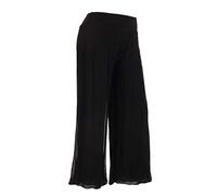 Storm Island Italian Ladies Trouser Women's Two Layers Elasticated Silk Pleated One Size SI064 (Black, One Size Fits UK (14-22))