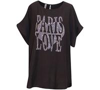 Storm Island® Italian Top Ladies Short Sleeves Top Women Paris Love Studed Tunic Shirt Girls Summer Wear T-Shirt Round Neck Blouse One Size Top Fashion Party Top Casual Dress for Girls UK Size 10-18
