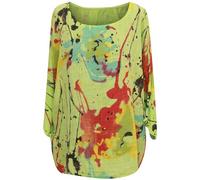 Storm Island® Italian Tops for Women Tunic Top Ladies Plus Size Summer Cotton Shirt Fashion Blouse UK Size (12-22) Lime
