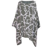 Storm Island® Ladies Italian Animal Print Batwing Sleeves Tunic Tops Plus Size Giraffe Print Round Neck Summer Shirt for Girls UK Size 16-32