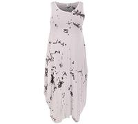 Storm Island Ladies Italian Sleeveless Dress Tie Dye Print Womens Stretchy Maxi Long Top Plus (White, 16-18 UK)