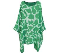Storm Island® Ladies Italian Top Women Animal Print Shirt Ladies Printed Top Batwing Sleeves Tunic Tops Plus Size Dress Giraffe Print Tops for Women Round Neck Summer Shirt for Girls UK Size 16-32