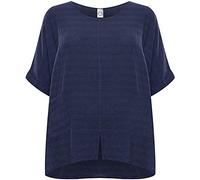 Storm Island Ladies Plus Linen Top Womens Baggy Oversized Short Sleeve Front Pocket Top (Navy, 24-26)