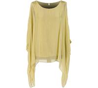Storm Island Plain Italian Ladies Top Womens Batwing Silk Lagenlook Tunic Dress Top Plus Size (Lime, One Size (UK Fit 14-20))