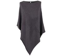 Storm Island SI001 Italian Ladies Lagenlook Knitted Star Poncho Womens Asymmetric Hem Ribbed Star Plus Size (Charcoal, ONE Size 10-16 UK)