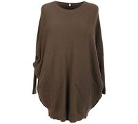 Storm Island SI002 Italian Ladies Batwing Back Lace Lagenlook Jumper Women Knitted Pockets Top (Khaki, UK 12-14)