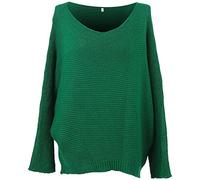 Storm Island SI028 Ladies Italian Plain Batwing Sleeves Women's Knitted Lagenlook Woolen Jumper Top (Green, One Size (UK Fit 14-20))