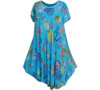 Storm Island® Women Casual Dresses Flowy Swing Dress Loose Tank Dress for Ladies Short Sleeves A-Line Midi Dress Girls Holiday Beach Party Summer Dresses for Women UK One Size 12-18 Turquoise