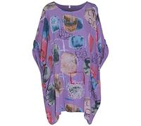 Storm Island Women Italian Printed Top Ladies Lagenlook Apple Dress Shirt Tunic Front Pockets SI123 (Lilac, UK 22-24)