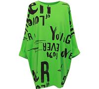 Storm Island® Women Italian Top Graffiti Print Shirt Ladies Plus Size Baggy T-Shirt Women Quirky Italian Forever Young Loungewear Crew Neck Pullover Summer Shirt for Girls UK Size 14-22