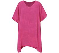 Storm Island Women Italian Top Ladies Cold wash tie dye Quirky Trendy Short Sleeve v Neck Shirts Size 14-20 UK (One Size Fit for 14-20 UK, Deep Coral)