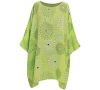 Storm Island® Women Italian Top Summer Cotton Tunic Shirt Plus Size Dress for Women Round Neck Pullover Casual Top Party Holidays Blouse for Girls UK Size 22-36 Lime