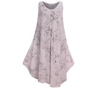 Storm Island® Women Sleeveless Dress Casual Summer Dresses Skater Short Sleeves A-Line Midi Cocktail Swing Dress for Ladies Floral Cotton Top Sundress Vacations, Party For Women UK One Size 10-16