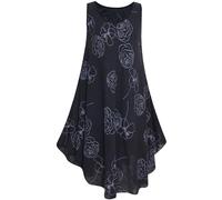Storm Island® Women Sleeveless Dress Casual Summer Dresses Skater Short Sleeves A-Line Midi Cocktail Swing Dress for Ladies Floral Cotton Top Sundress Vacations, Party For Women UK One Size 10-16