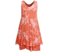 Storm Island® Women Sleeveless Top Casual Summer Dresses Mini Skater Dress Ladies Printed Tank Top Elegant Blouses Loose Fit Shirts for Vacations, Party for Women UK One Size 8-14 Orange