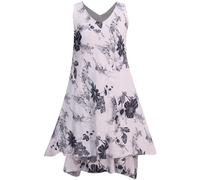 Storm Island® Women Sleeveless Top Casual Summer Dresses Mini Skater Dress Ladies Printed Tank Top Elegant Blouses Loose Fit Shirts for Vacations, Party for Women UK One Size 8-14 White