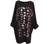 Storm Island® Women's Leopard Print Summer Tunic Top - Foil Print, Round Neck, 3/4 Sleeves, Plus Size, Party Dress, Oversized Top for Girls UK Size (14-24)