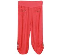 Storm Island® Womens Trousers 3/4 Length Capri Pants Casual Cropped Linen Trousers Elastic Waist Summer Joggers Three Quarter Short Length Trousers With Pockets Plus Size Trousers Pants for Women