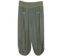 Storm Island® Womens Trousers 3/4 Length Capri Pants Casual Cropped Linen Trousers Elastic Waist Summer Joggers Three Quarter Short Length Trousers With Pockets Plus Size Trousers Pants for Women