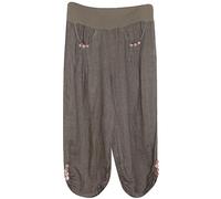 Storm Island® Womens Trousers 3/4 Length Capri Pants Casual Cropped Linen Trousers Elastic Waist Summer Joggers Three Quarter Short Length Trousers With Pockets Plus Size Trousers Pants for Women