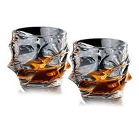 Storm Japanese Crystal Whisky Glass, Hand Blown Crystal Whiskey Glasses Set, Whiskey Tasting Glasses for Scotch Cognac Vodka Cocktail Rum, Double Old Fashioned Glass Unique Men Gift (2)