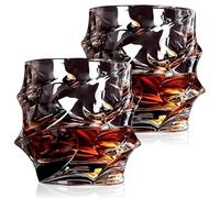 Storm Japanese Crystal Whisky Glass, Old Fashioned Whiskey Glasses, Unique Cognac Glasses, Heavy Crystal Bar Glassware, Rocks Glasses Set, Cigar Ashtray, Bourbon Gifts for Men (2PCS)