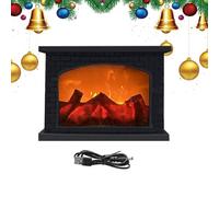 Storm Lantern - Simulated Fire Lantern, Rechargeable USB Flame Light | Decorative Led Log-Effect Lamp, Portable Flameless Fireplace Accent for Living Room Balcony Camping Garden Patio Porch