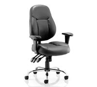 storm leather office chair in black with arms