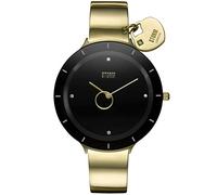 STORM Liana Gold Black Women's Watch with Oversized Edge to Edge dial, Heart Charm, Crystal Number Markers and Rotating Ring Second Hand on a Polished Band