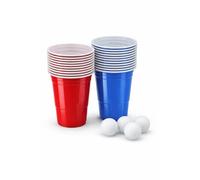 Storm&Lighthouse 24 Piece Set Beer Pong Game Blue and Red Plastic Cups Pong Game 16oz Cup Bar Games for Students Parties Stag Do Summer Fun Hen Party