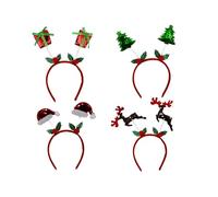 Storm&Lighthouse Christmas Head Boppers Head Band Set Festive Sequin Santa Hat Christmas Tree Gift Box and Reindeer Designs Holiday Party Accessories 4 Pack