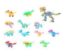 Storm&Lighthouse Crystal Dinosaur Mini Building Blocks 12 in 1Translucent Designs Educational STEM Construction Toy, Multicolor Interlocking Pieces Combines into Mega Dino Dinosaur Educational Toy