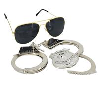 Storm&Lighthouse Fancy Dress Police Set Fancy Dress Sunglasses, Badge and Handcuffs Police Officer NYPD Unisex Police Accessories Fancy Dress Accessory