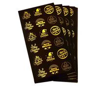 Storm&Lighthouse Gold Holographic Christmas Foil Stickers - 180 Assorted Round Stickers for Arts & Crafts, Christmas Cards Making