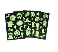 Storm&Lighthouse Halloween Glow in The Dark Stickers 48pcs Mini Halloween Stickers for Kids 4 Sheets Trick or Treat Arts and Crafts for Kids Halloween Party Bag Boo Basket