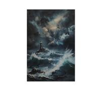 Storm Lighthouse Poster Canvas Poster Bedroom Decor Landscape Office Room Decor Gift 16" L X 24" W