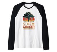 Storm Mode Activated Tornado Lightning Sunset Raglan Baseball Tee