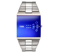 STORM New REMI SQ Lazer Blue Men's Square Watch with a Signature revolving disc Movement and Domed Glass, Made from Brushed Stainless Steel