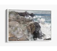 Storm on the Island of Yeu 1916 Auguste Louis LepŠre Canvas Floater Frame Print Picture Art - White Frame 24 inch wide x 16 inch high