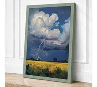 Storm Over Golden Fields Canvas Wall Art Print 24x16 Inch (61 x 41 cm)