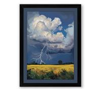 Storm Over Golden Fields Dramatic Framed Wall Art Print A4 (29.7×21cm) Black, Wall Decor for Living Room, Bedroom, Office & Home, Ready to Hang, Art Gift